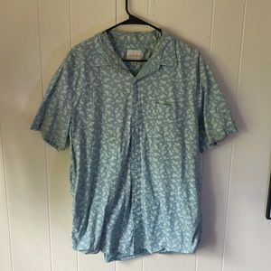 light blue paisley patterned button down